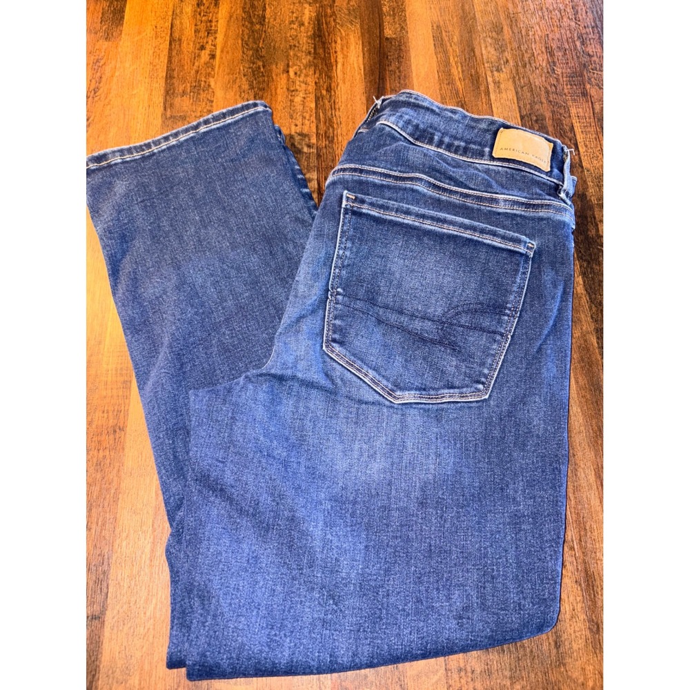 American Eagle Artist Crop Jeans Womens 12 Regular Blue Stretch Medium Wash